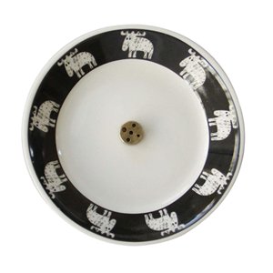 Magideal - Quemador De Incienso De Cerámica, Soporte Para Incensario, Bandeja De Incienso De Bobina, Patrón De Reno Para Sala De Estar, Decoración De Meditación Fondo Negro