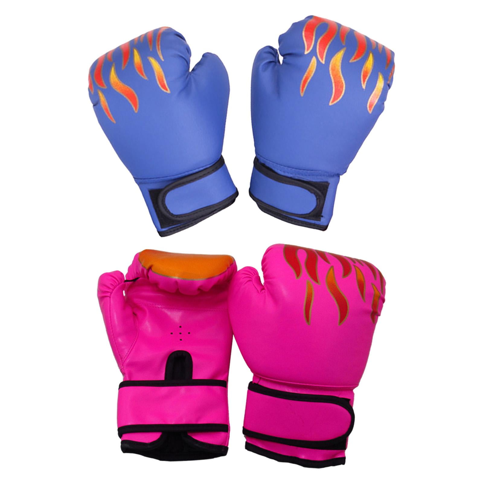 Ioensy - 2 Pares De Guantes De Boxeo Para Niños Ejercicio Físico Mma Muay Thai Guantes De Bolsa Pesada Rosa Y Azul