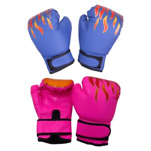 Ioensy - 2 Pares De Guantes De Boxeo Para Niños Ejercicio Físico Mma Muay Thai Guantes De Bolsa Pesada Rosa Y Azul