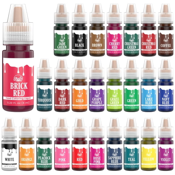 Set de Colorantes Alimentarios RICCLE 26 Colores Botellas de 6ml