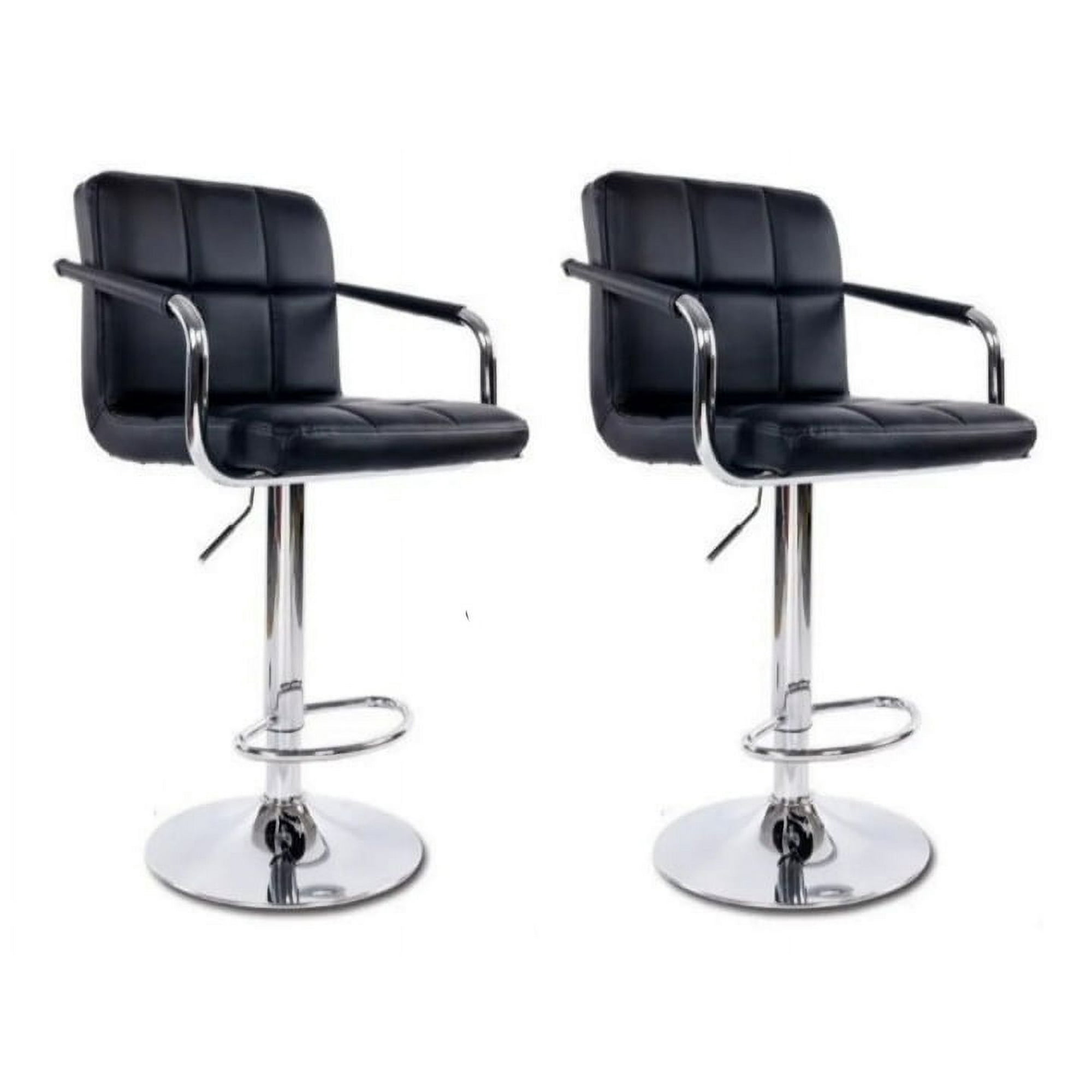 Artihogar - Pack 2 Sillas Bar Milan Taburete Ecocuero Con Apoyabrazo Color Negro