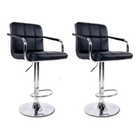 Artihogar - Pack 2 Sillas Bar Milan Taburete Ecocuero Con Apoyabrazo Color Negro