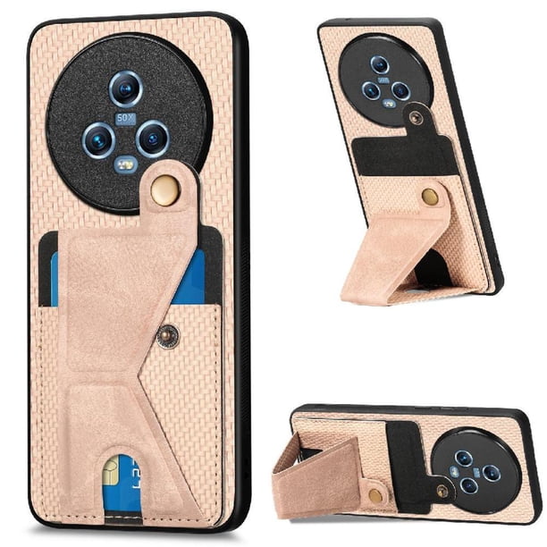 Funda Resistente para Honor Magic 5 con Tarjetero y Soporte, Diseño Magnético Blanco