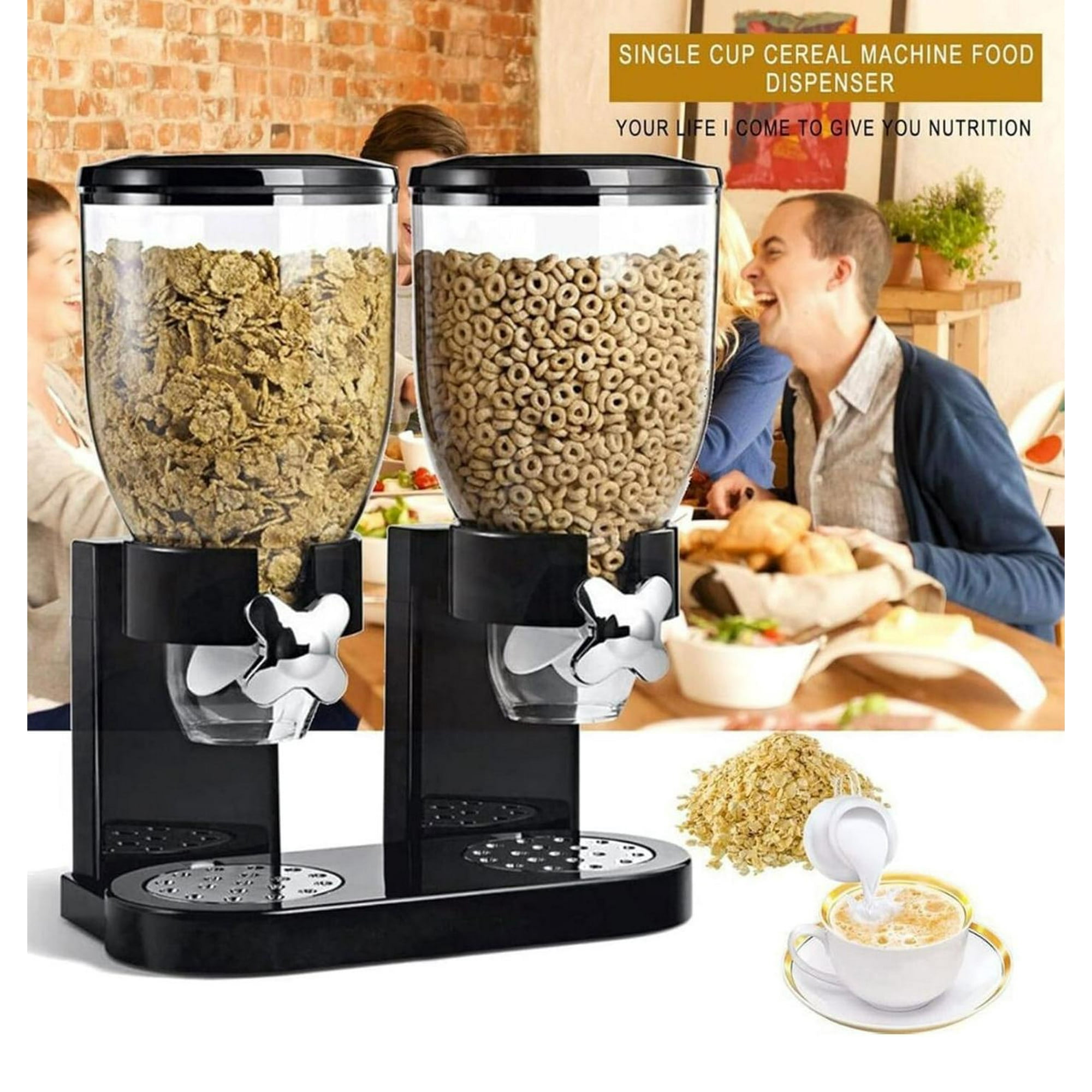 Genérico - Dispensador De Cereal Doble Dispensador Hermetico Negro