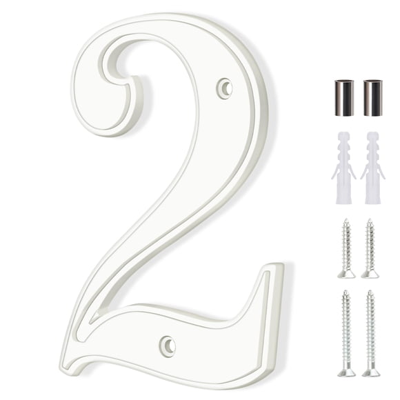 Número de casa Emotionlite 5" blanco de aleación de zinc, moderno