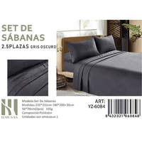 Mundo Shopping - Set De Sabanas King Gris Oscuro 200 Hilos + 2 Funda De Almohada