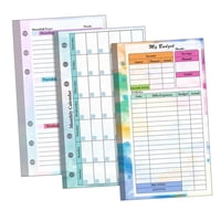 Ioensy - Carpeta De Papel Forrada De Hojas Sueltas De 6 Anillas, Inserto De Planificador, Papel De Repuesto A6 Para Estudiantes