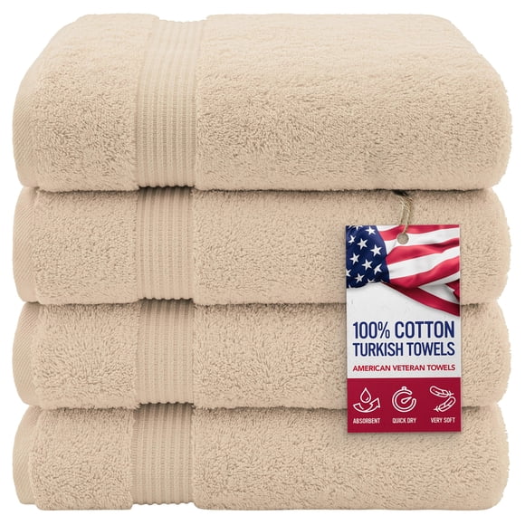 Juego de 4 toallas American Veteran Towel 69 × 137 cm color beige