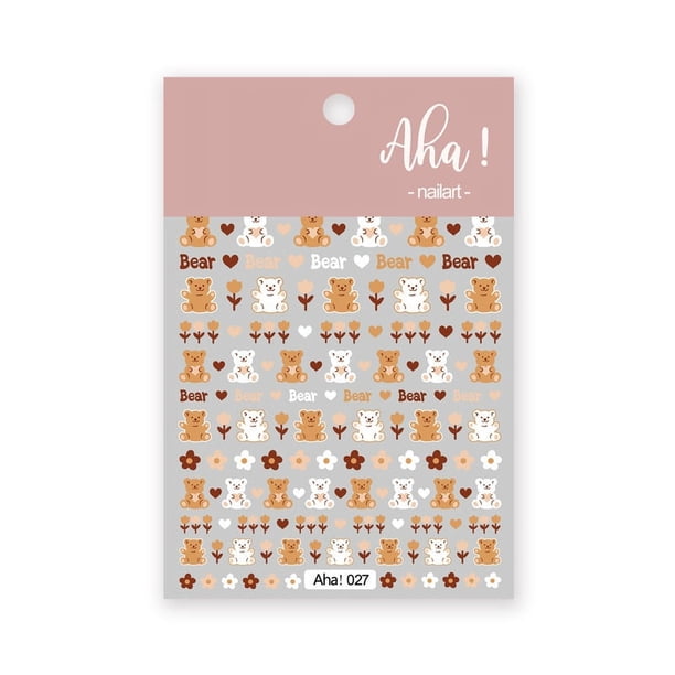 1 Sheet Sticker Nail Sticker, Cartoon Cute Rabbit Rainbow Coffee Bear Glue Nail Sticker Nail Decals