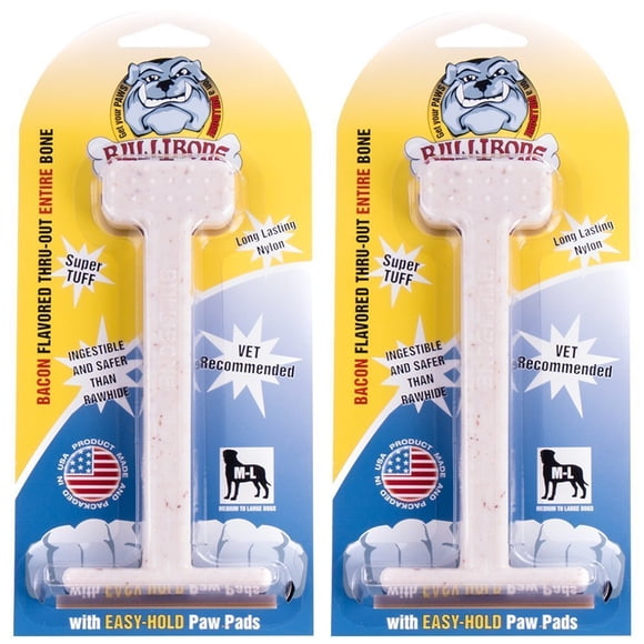 Juguete masticable Bullibone de nailon sabor tocino – paquete de 2
