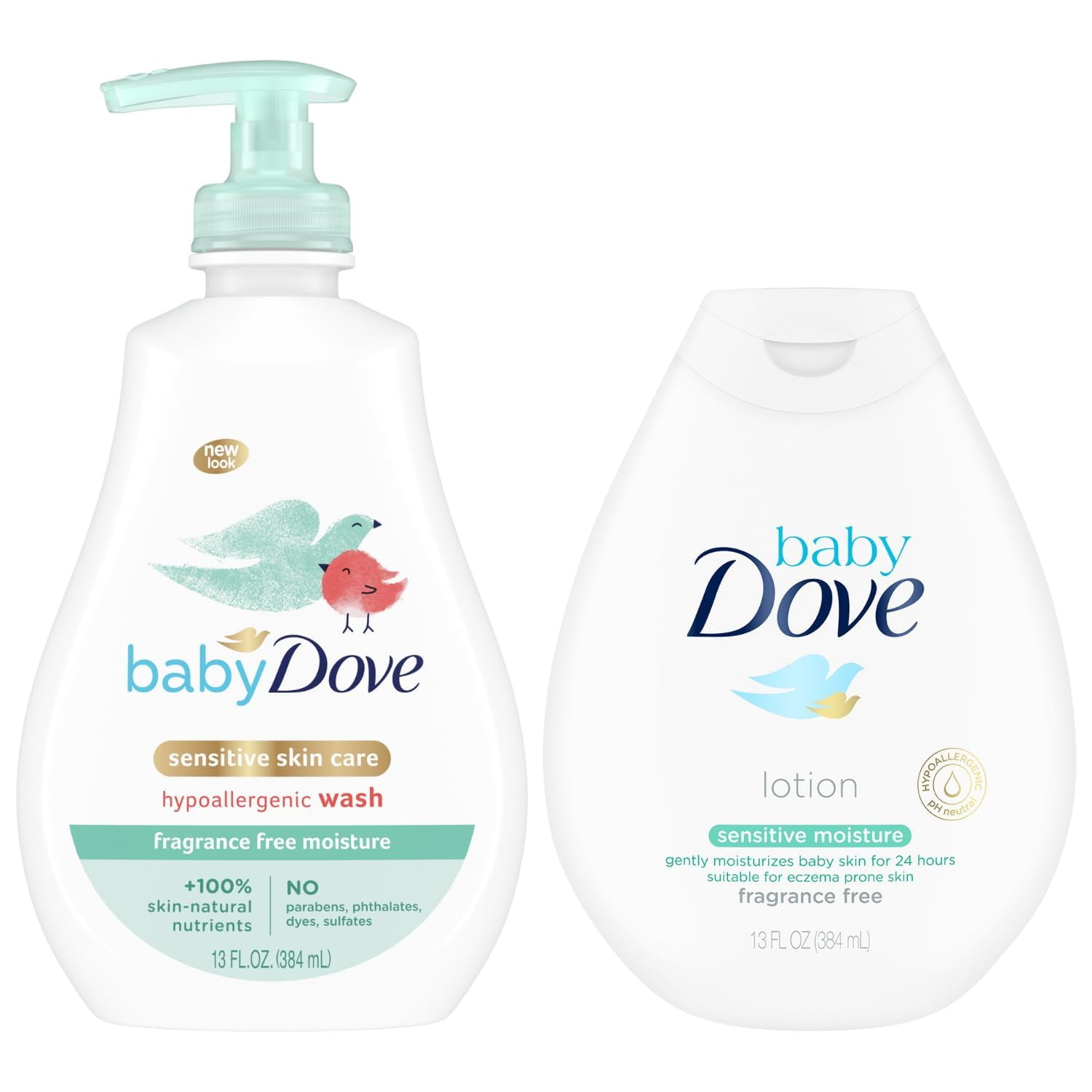 Set De Cuidado De La Piel Del Bebé Dove Sensitive Wash & Lotion 385 Ml