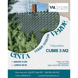 Valstore Deco Design - Cinta Cubre Cercos Verde Valstore 3 M2 50 Mm Ancho Incl. Broches