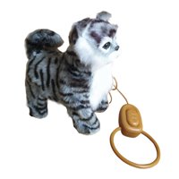 Magideal - Gato De Peluche Realista, Paseo Automático, Encantador, Realista, Animal Relleno Electrónico, Juguete Para Mascotas Para Niños, Niños Pequeños, Juguet , Gris