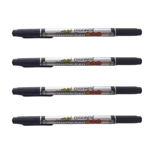 Monami - Marcador Permanente Doble Punta Fina Y Media 4 Unid Negro