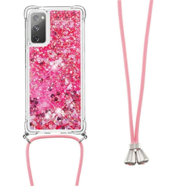 Funda FOXDOCK para Samsung Galaxy S20 FE con Cuerda Ajustable, Brillo Líquido, Protección Antigolpes y Lente – Ideal para Regalo