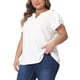 thumbnail image 4 of Agnes Orinda Blusas de Talla Grande para Mujer con Cuello en V Entallado, Mangas Cortas de Pétalo, Camisas Casual, Talla 2X, Blanco, 4 of 6