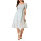 thumbnail image 1 of INSPIRE CHIC Vestido de Mujer con Nido de Abeja Floral Cuello Cuadrado Mangas Cortas Abullonadas Primavera Verano Vestidos Midi Azul XL, 1 of 7