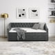 thumbnail image 3 of Twin Size Daybed with Twin Size Trundle Upholstered Tufted Sofa Bed, with Button on Back and Copper Nail on Waved Shape Arms, Grey (80.5"x41"x30.5"), 3 of 3