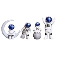 Bothyi - 4 Uds Estatua De Astronauta Espacio Exterior Estatuilla De Astronauta Decoración Del Hogar Blanco Azul