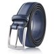 thumbnail image 1 of Cinturón MILORDE para hombre de piel auténtica con hebilla de una sola punta, azul marino, 1 of 6