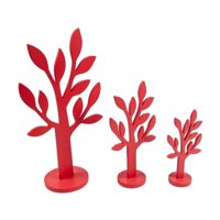 Homeessentials - Set De Figuras Decorativa Arboles De Madera Rojo