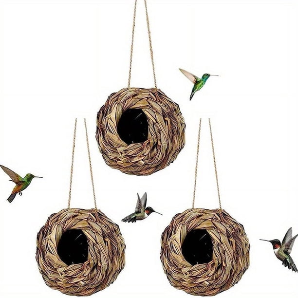 2pcs/3pcs/4pcs Hummingbird Nest House, Ball Shape, Hand Woven Hummingbird Houses For Outdoor Garden Yard