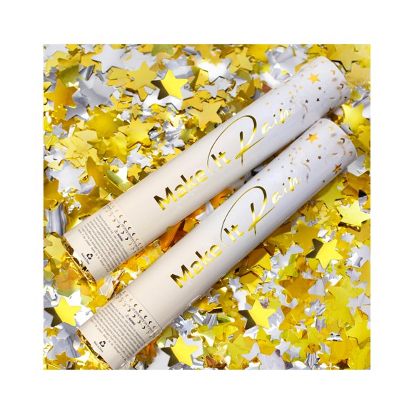 Cañón de Confeti PRIMEPURE Estrellas Doradas Metálicas Paquete de 2