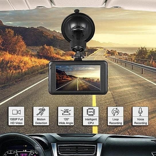 Dash Cam Black Box 1080P G-Sensor en bucle con micrófono y 3 LCD
