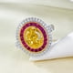 thumbnail image 5 of Anillos Ovalados de 2 Quilates para Mujer Anillos de Compromiso 5A CZ Halo Simulado Anillo de Diamante Amarillo Aniversario Alianzas de Boda, 5 of 7