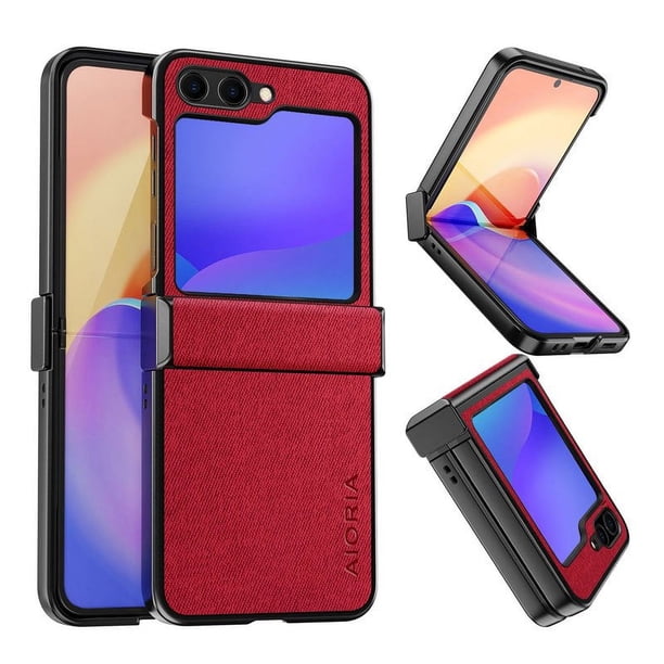 Classic Solid Color Textile Leather Phone Case For Samsung Galaxy Z Flip5
