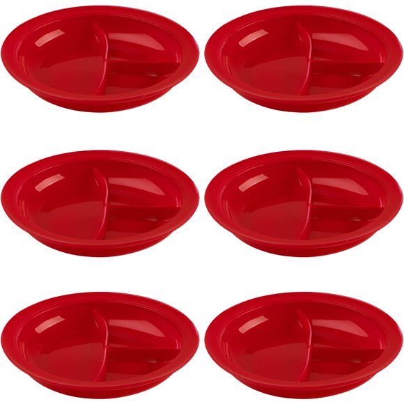 Plato PSC de 23 cm Rojo Antivuelco – Pack de 6