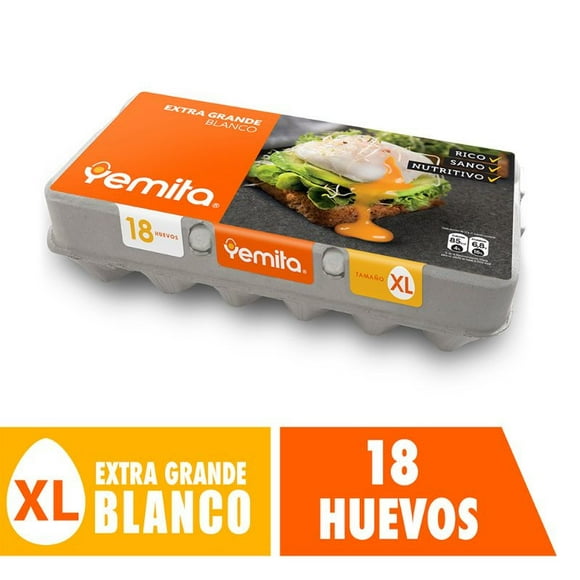 Huevos Tradicionales Extra Grande Blanco, 18 Un
