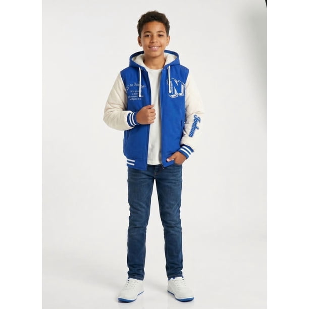 Chaqueta Varsity Bomber Acolchada Capucha Urbana Desmontable