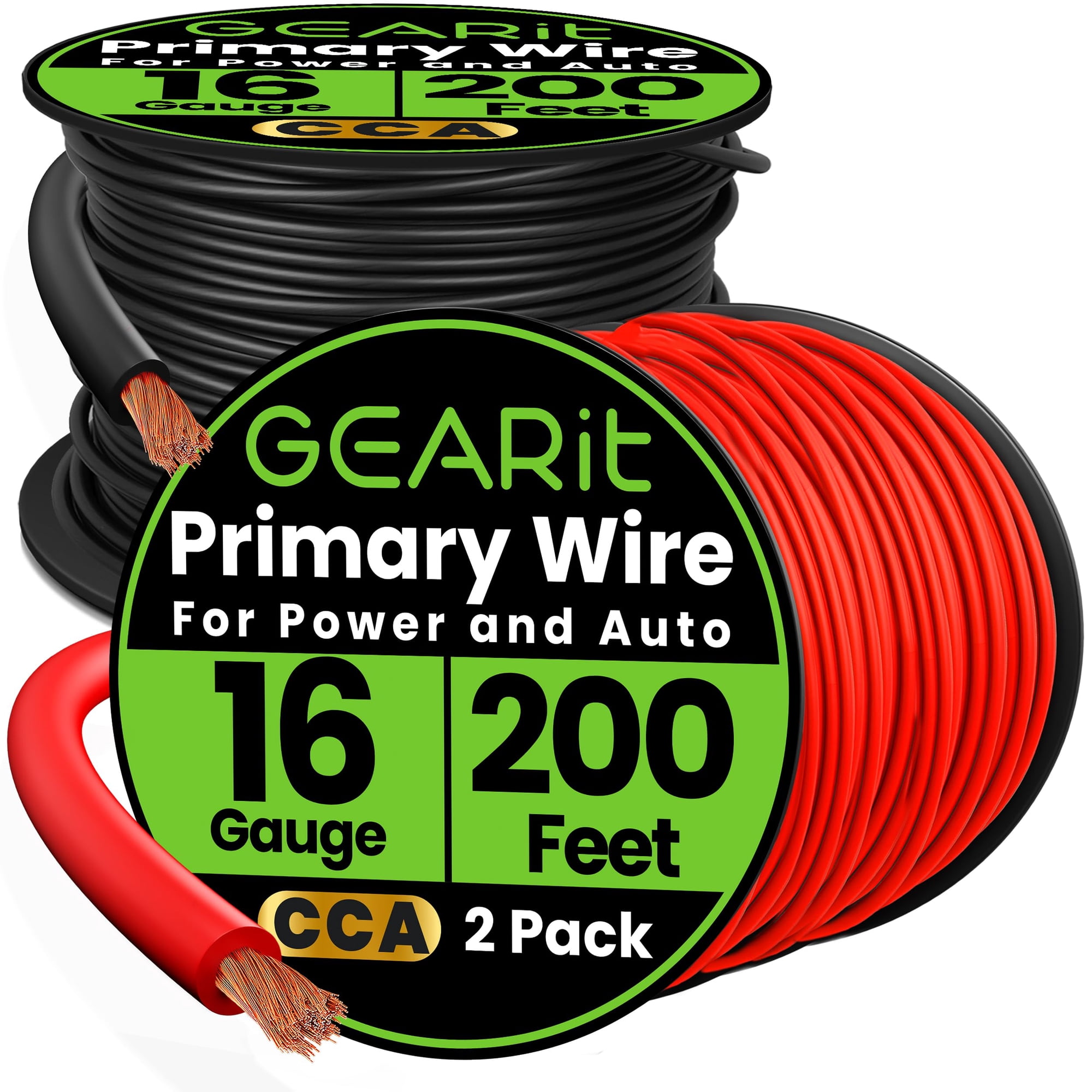 Juego De Cables Gearit Calibre 16 Cca 60 M Negro/rojo Para Automoción