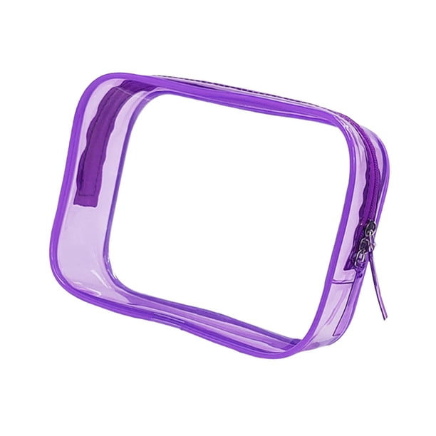 Estuche de maquillaje transparente, organizador de maquillaje, compacto, impermeable, ligero, bolsa de cosméticos, bolsa de cosméticos de PVC para el Púrpura M