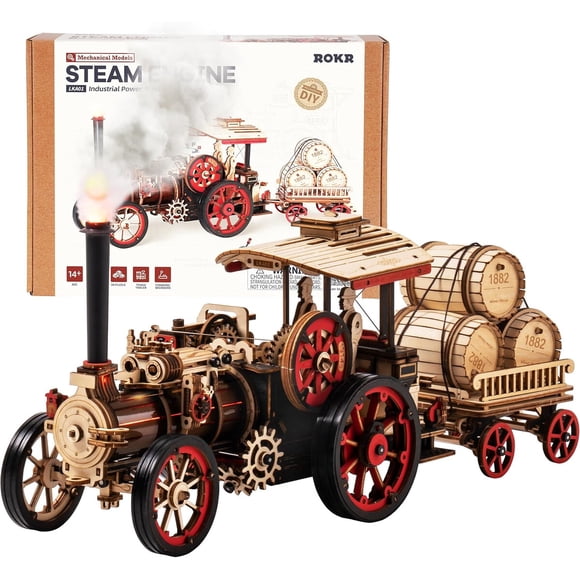 Puzzle 3D ROKR Locomotora Eléctrica Vintage de Vapor, 469 piezas