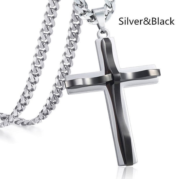 1pc Punk Style Cross Pendant Necklace for Men - Retro Fashion Jewelry with Unique Design