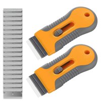 Xusx111 - Rascador De Cuchilla De Afeitar, Raspador De Vidrio Retráctil De Plástico De 4 Paquetes Con Cuchillas De Afeitar Extras De 80 Piezas, Raspador De Afeitar De Limpieza Para Pegamento De Coche