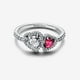 thumbnail image 4 of Anillo Pandora Halo Corazones Piedras Rojas y Claras Plata Esterlina 6, 4 of 4