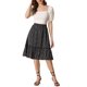 thumbnail image 2 of INSPIRE CHIC Falda de Mujer Cintura Elástica Línea A Fluida con Volantes en Capas Falda Midi Floral Negra Floral M, 2 of 6