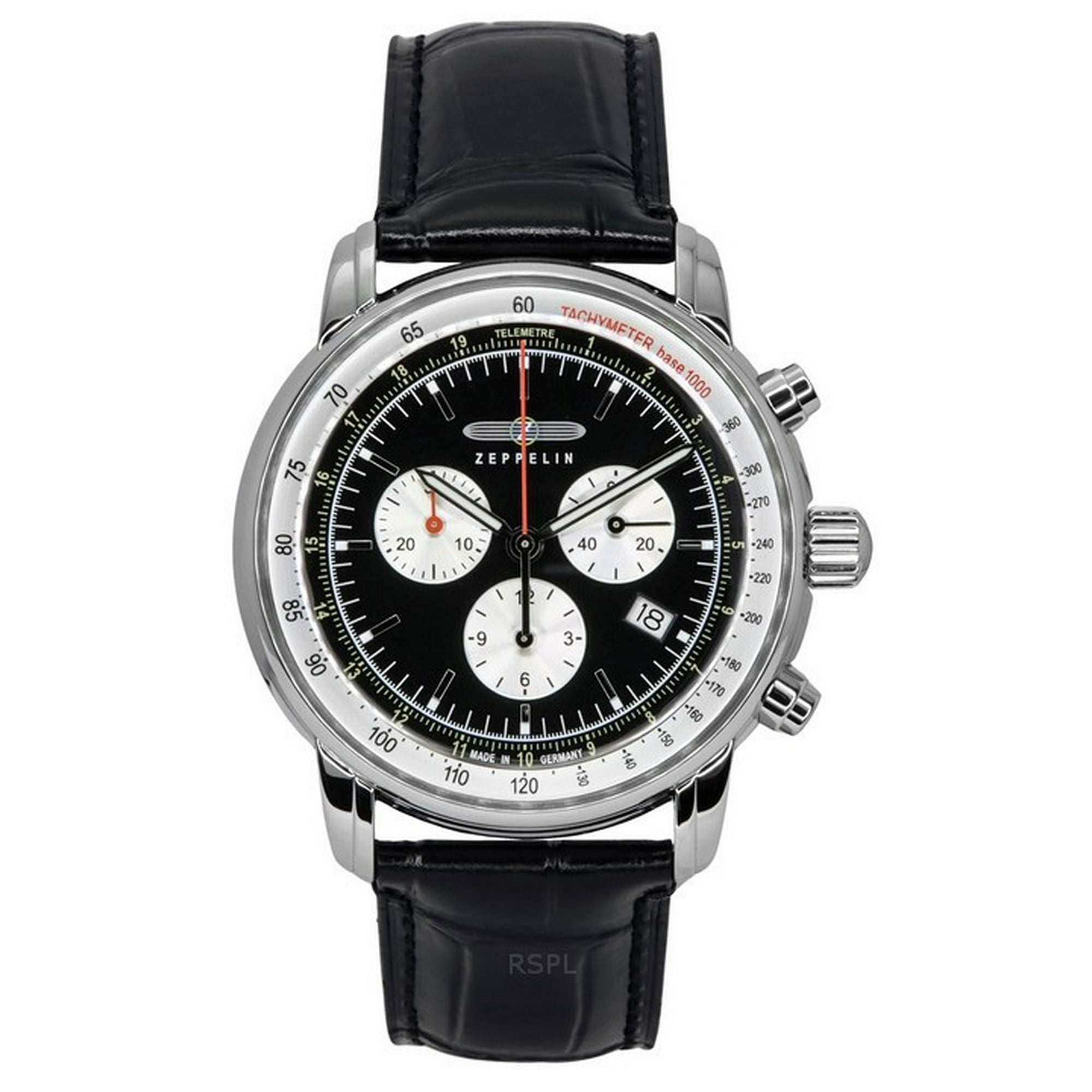 Zeppelin - Reloj Cronógrafo Quartz Para Hombre Lz 14 Marine Correa De Cuero Dial Negro 88882