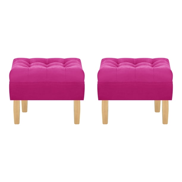 Set Pouf Wood 1c Felpa 05 Fucsia