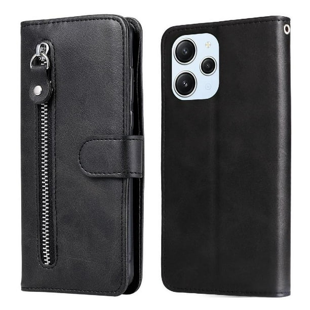 Funda con Cremallera para Xiaomi Poco M6 Pro 5G, Carcasa Cartera de Cuero PU con Soporte y Tarjetero