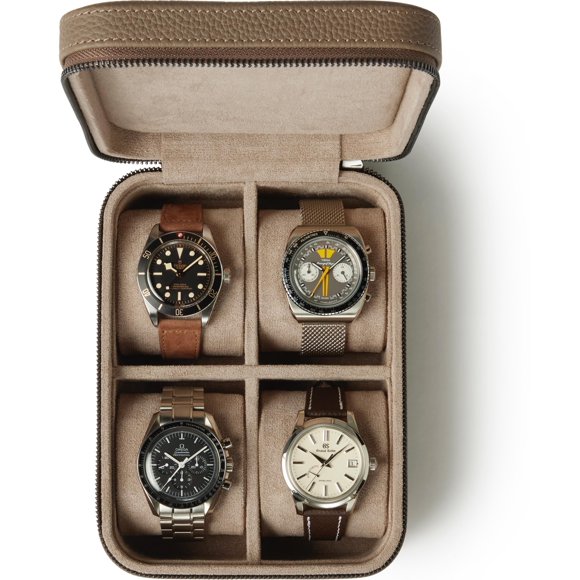 Estuche para Relojes TAWBURY de Cuero 4 Ranuras en Color Trufa Taupe