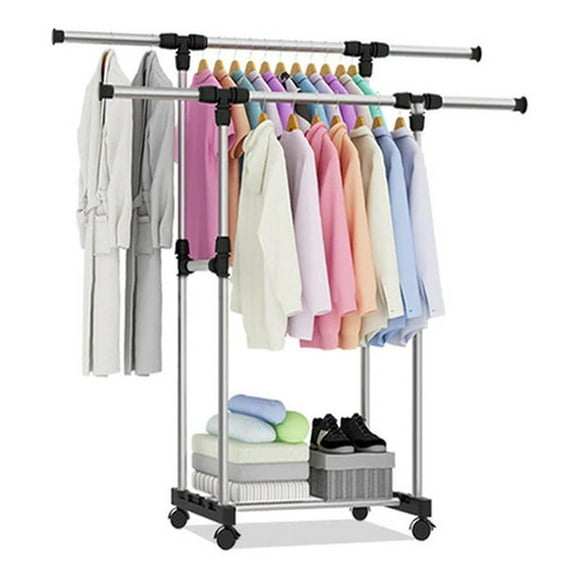 Perchero colgador de ropa doble metálico