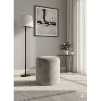 Muebles New - Puff Redondo Gris Felpa