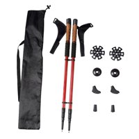 Magideal - 2 Bastones De Trekking Para Marcha Nórdica, Bastones De Trekking Telescópicos Con Correa Ajustable Para La Muñeca, Bastón Para Caminar Para Mochileros Rojo