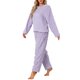 thumbnail image 4 of INSPIRE CHIC Conjunto de Pijama de Felpa Esponjosa para Mujer de Manga Larga con Cuello Redondo, Suave, Cálido, para Invierno, 2 Piezas, Ropa de Estar, Talla M, Color Púrpura, 4 of 6