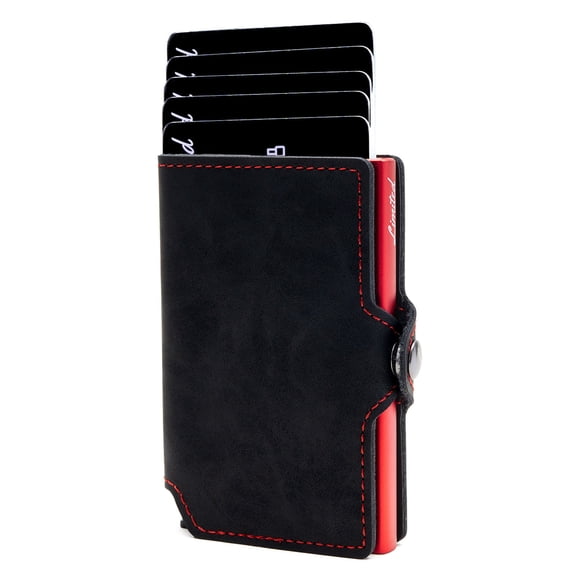 Billetera - Slim Black - Rojo, Con monedero