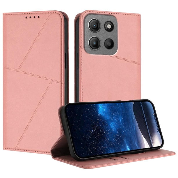 Funda Cartera Magnética para Motorola MOTO G15 Protección Antichoque con Ranuras Rosa